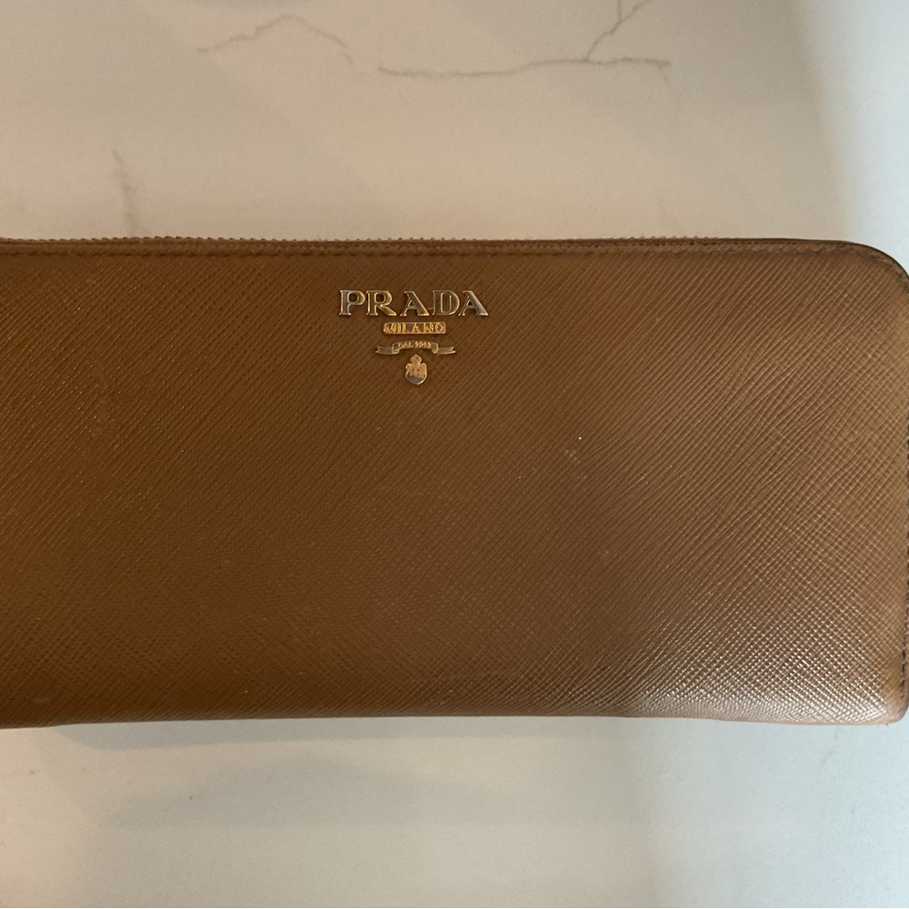 Authentic Prada Tan Saffiano Leather Wallet
